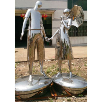 Девушка и мальчик скульптура из нержавеющей стали